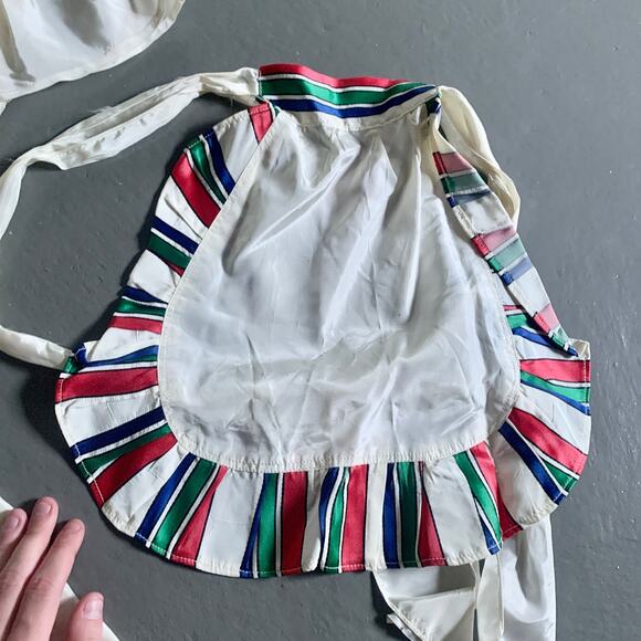 Vintage 1950s White Ruffle Jumper Dress with Apron Trim Handmade XS - Picture 5 of 13